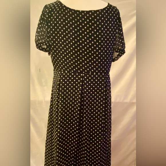 Merona Women’s Cap Sleeve Square Neck Black & White Dot Chiffon Dress XXL - Picture 5 of 8